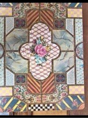 Mackenzie Childs Pimpernel Patch Work Placemats Cork Back Rose Tiles